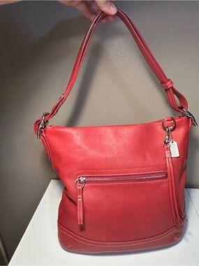 Coach Legacy Red Leather Crossbody Shoulder Bag Tassel J05S-1414 Convertible